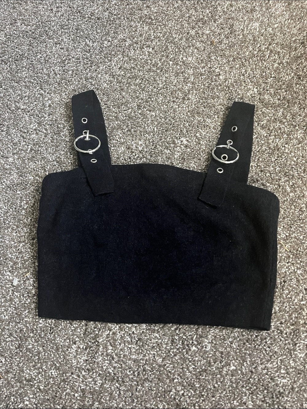 Forever 21 Black Crop Top with Buckle Straps